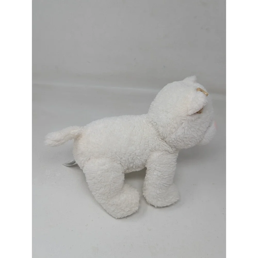 Carters‎ White Plush Kitty Cat Kitten Gold Bow 2017 Baby Lovey Animal